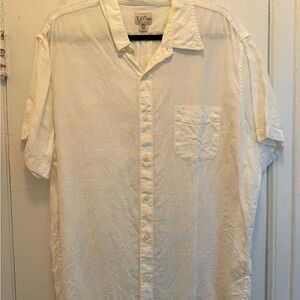 J. Crew White Linen Short Sleeve Button Down Shirt